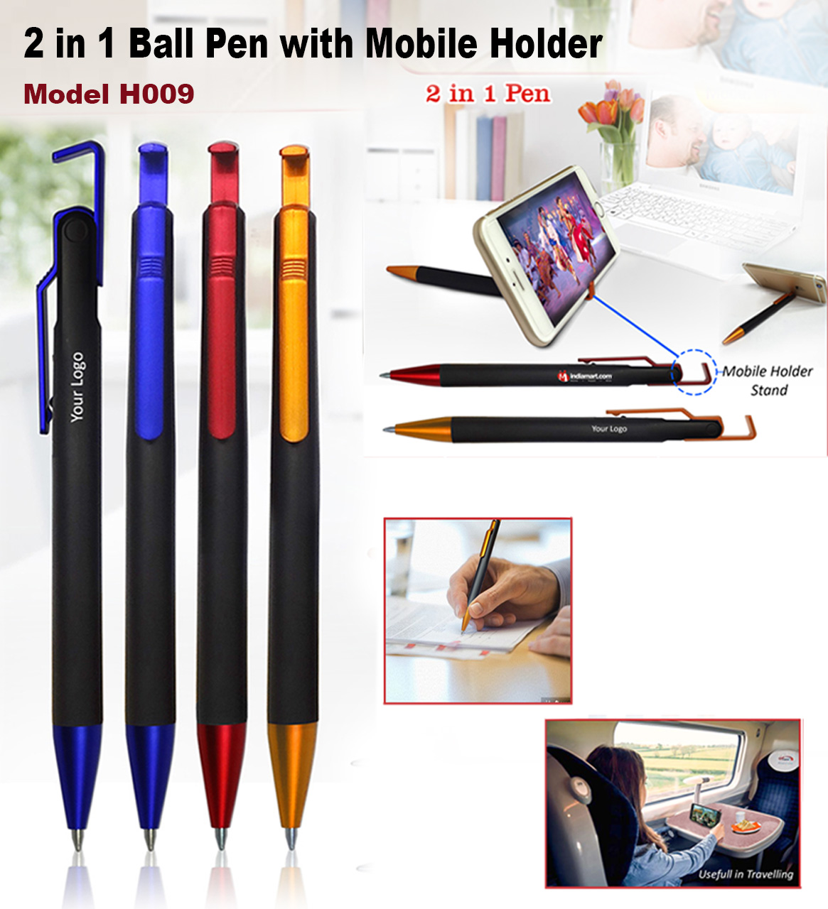 H009 2-in-1 Ball Pen with Mobile Holder Stand for Corporate Gifting