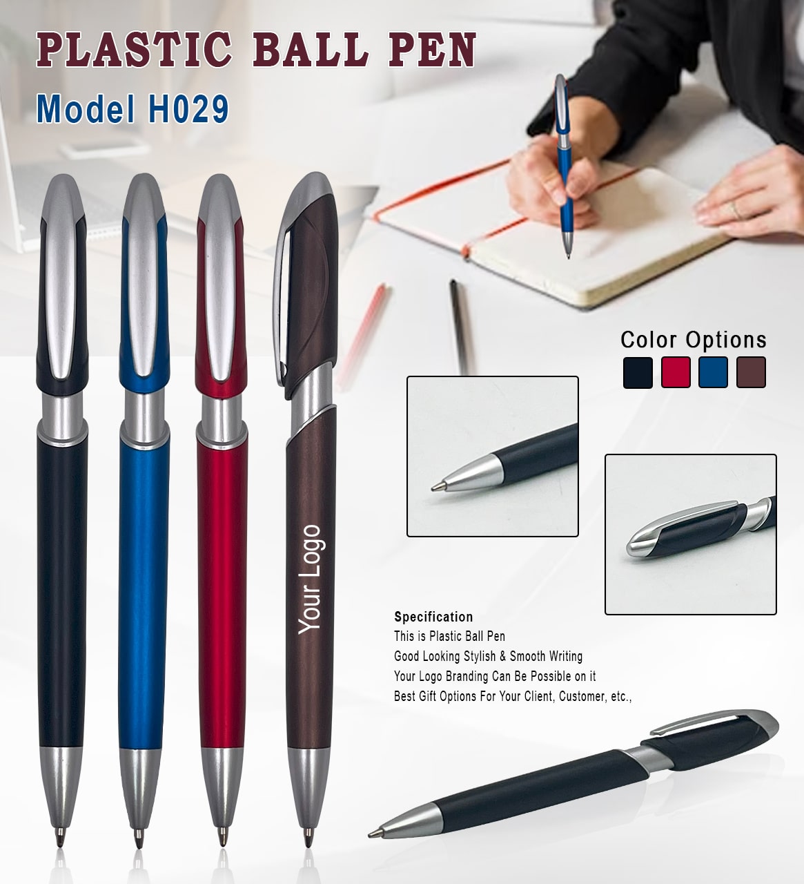 H029 Premium Plastic Ball Pen for Corporate Gifting, Promotional Branding & Bulk Orders