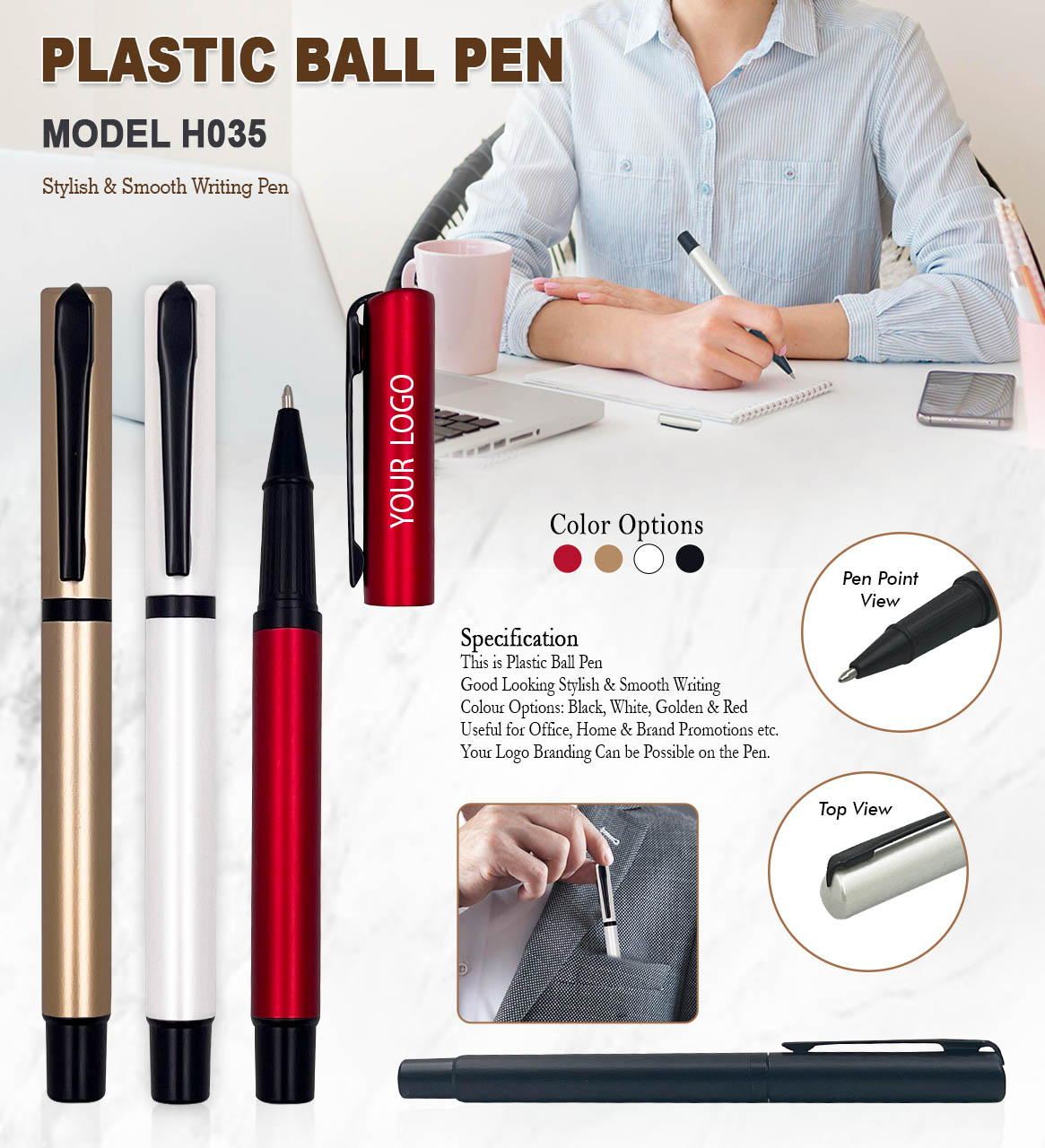 H035 Premium Plastic Ball Pen for Corporate Gifting & Promotional Branding