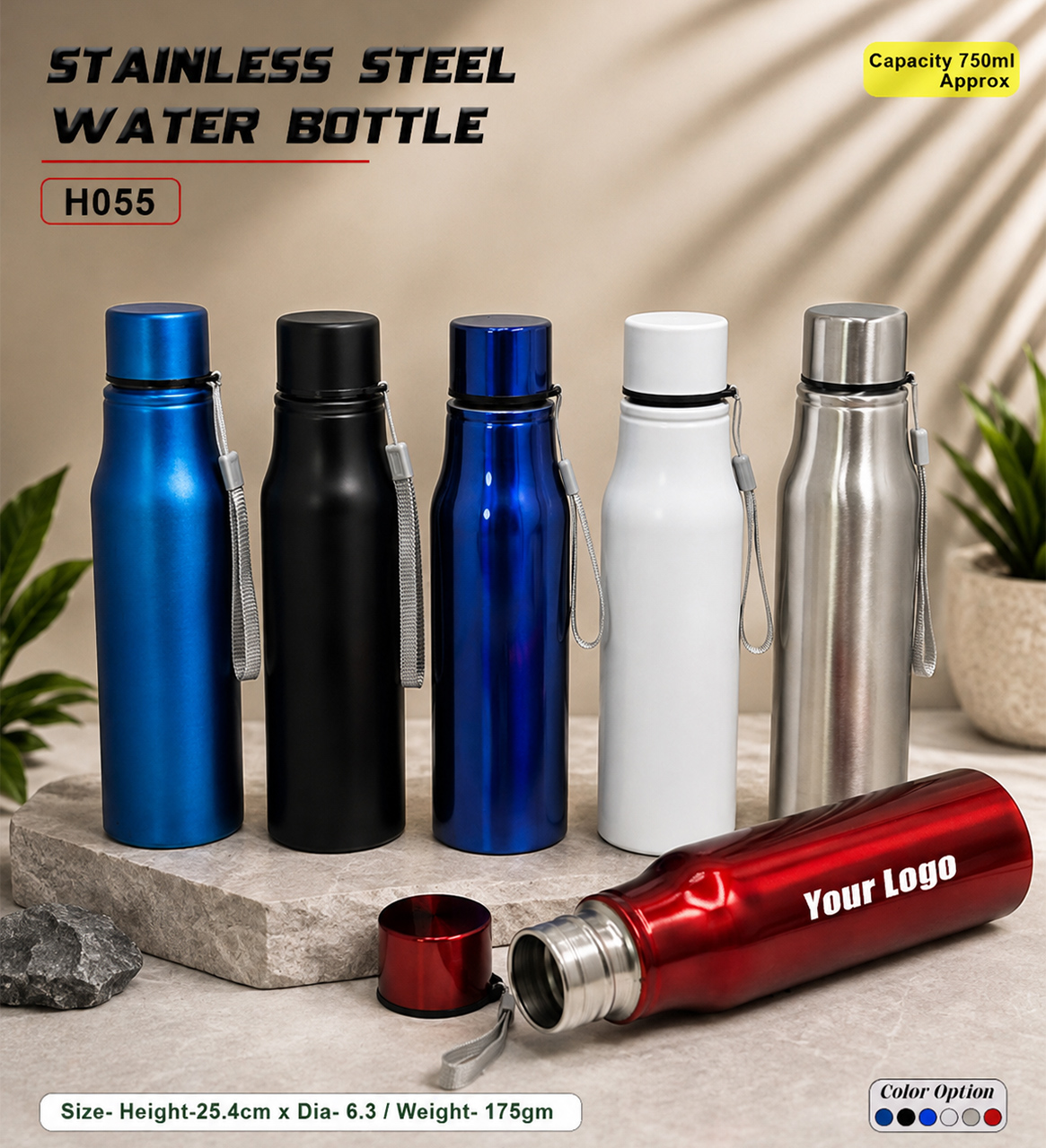 Stainless Steel Water Bottle – 800 ml | H055