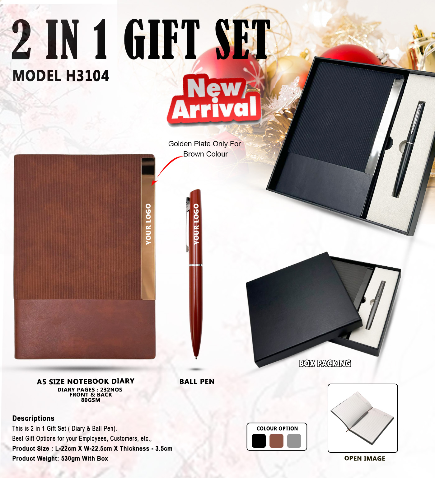 H3104 Premium 2-in-1 Diary & Ball Pen Gift Set for Corporate Gifting