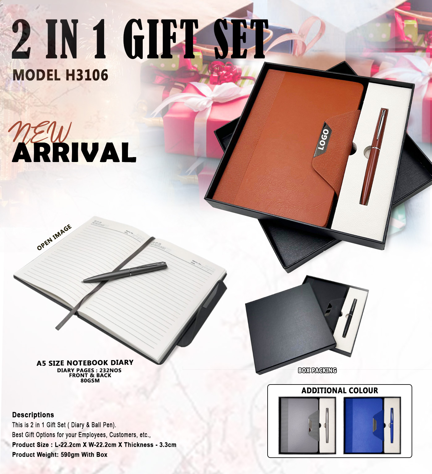 H3106 2-in-1 Premium Diary & Ball Pen Gift Set for Corporate Gifting