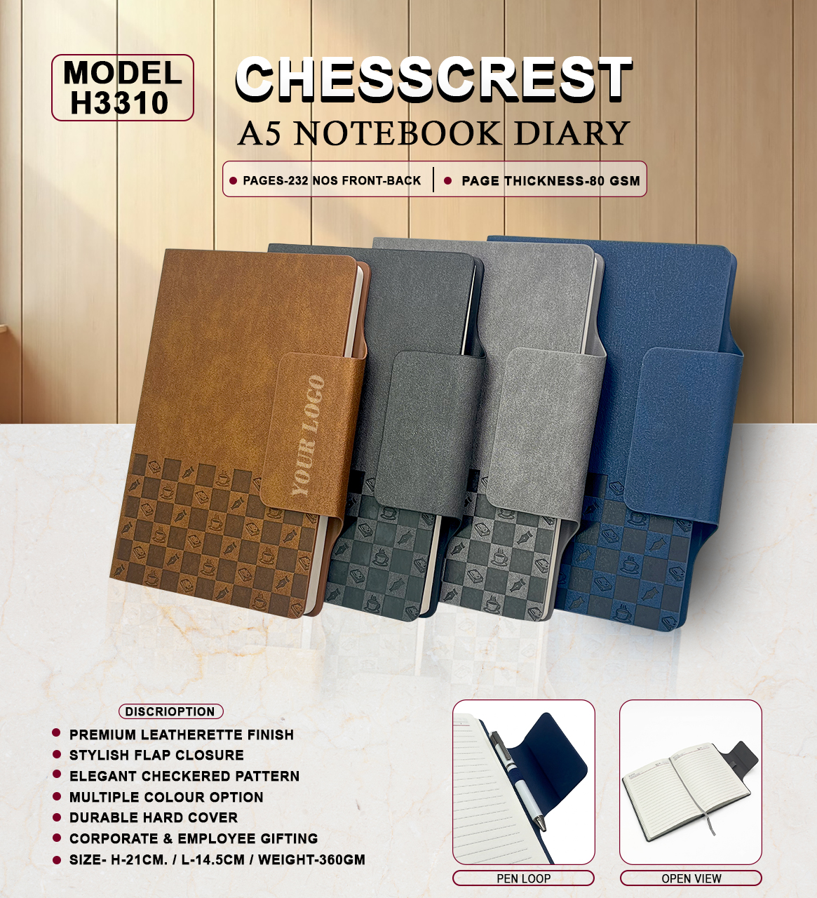 H3310 CHESSCREST A5 NOTEBOOK DIARY
