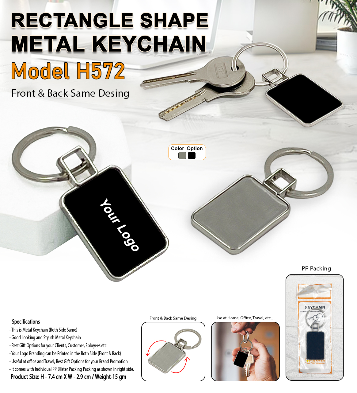 Rectangle Shape Metal Keychain