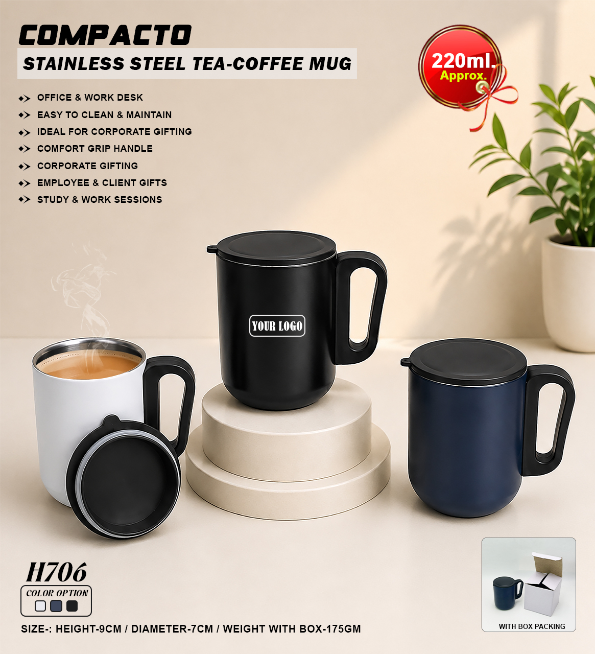 Compacto Stainless Steel Tea-Coffee Mug
